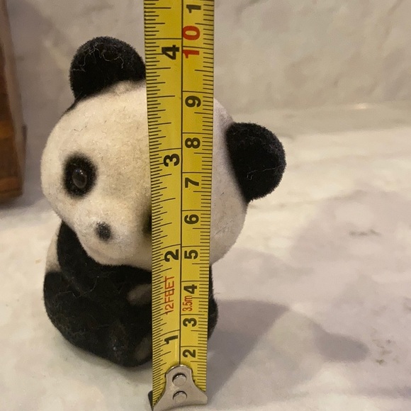 Vintage flocked panda (3) figurines - Picture 13 of 15
